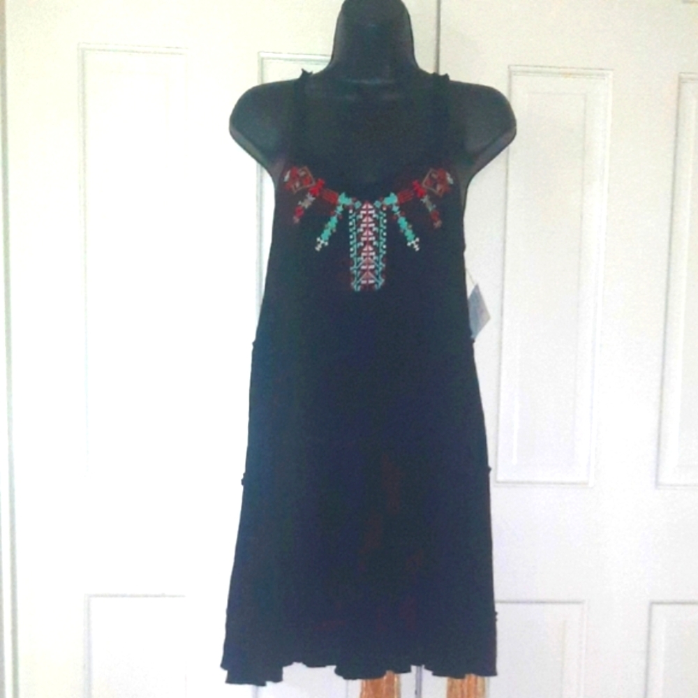 Black Embroidered Sleeveless Dress - Woman's Size Small - Brand: Entro